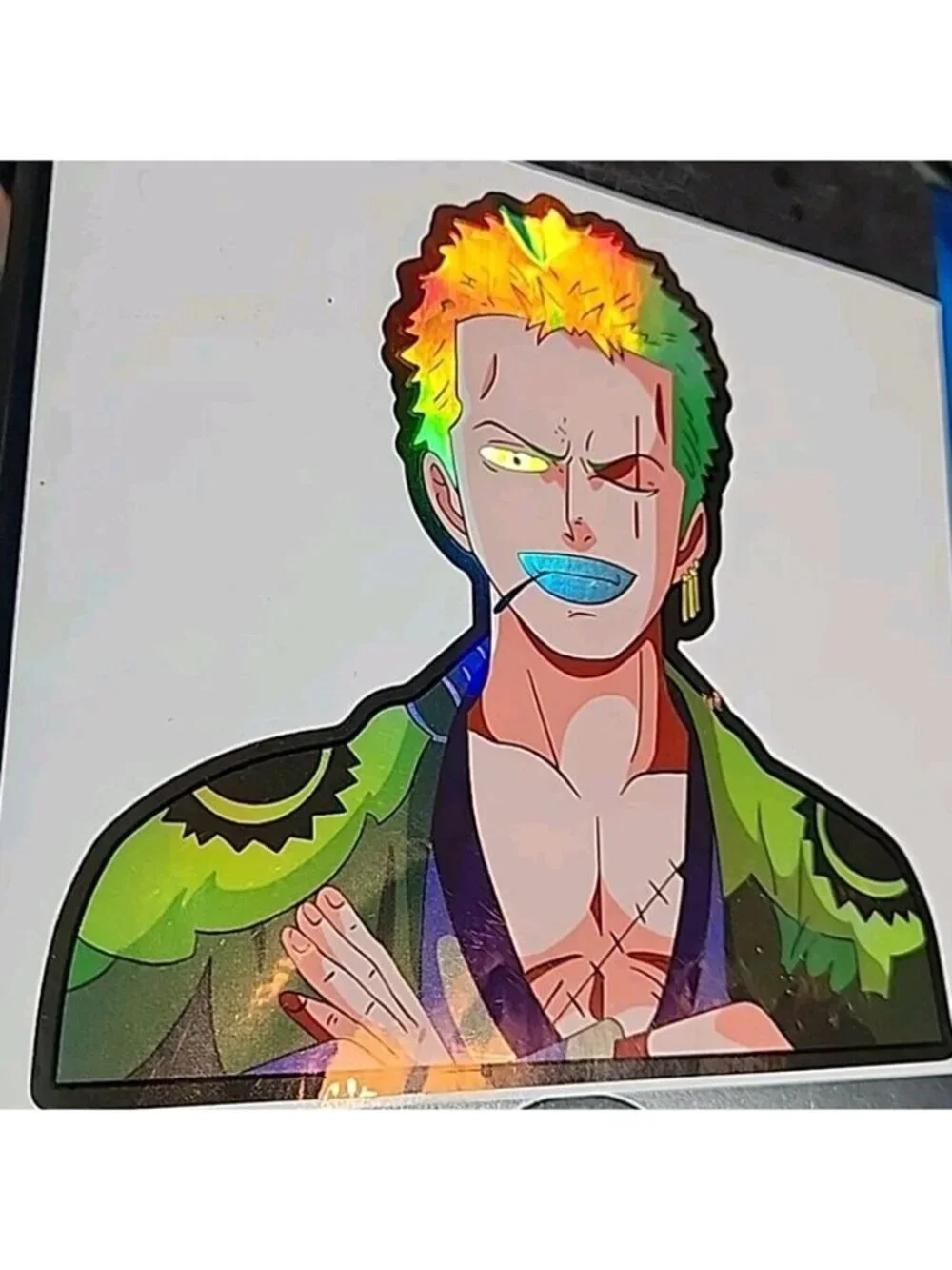 One Piece Zoro Holographic Anime Motion Car Sticker Decal Peeker